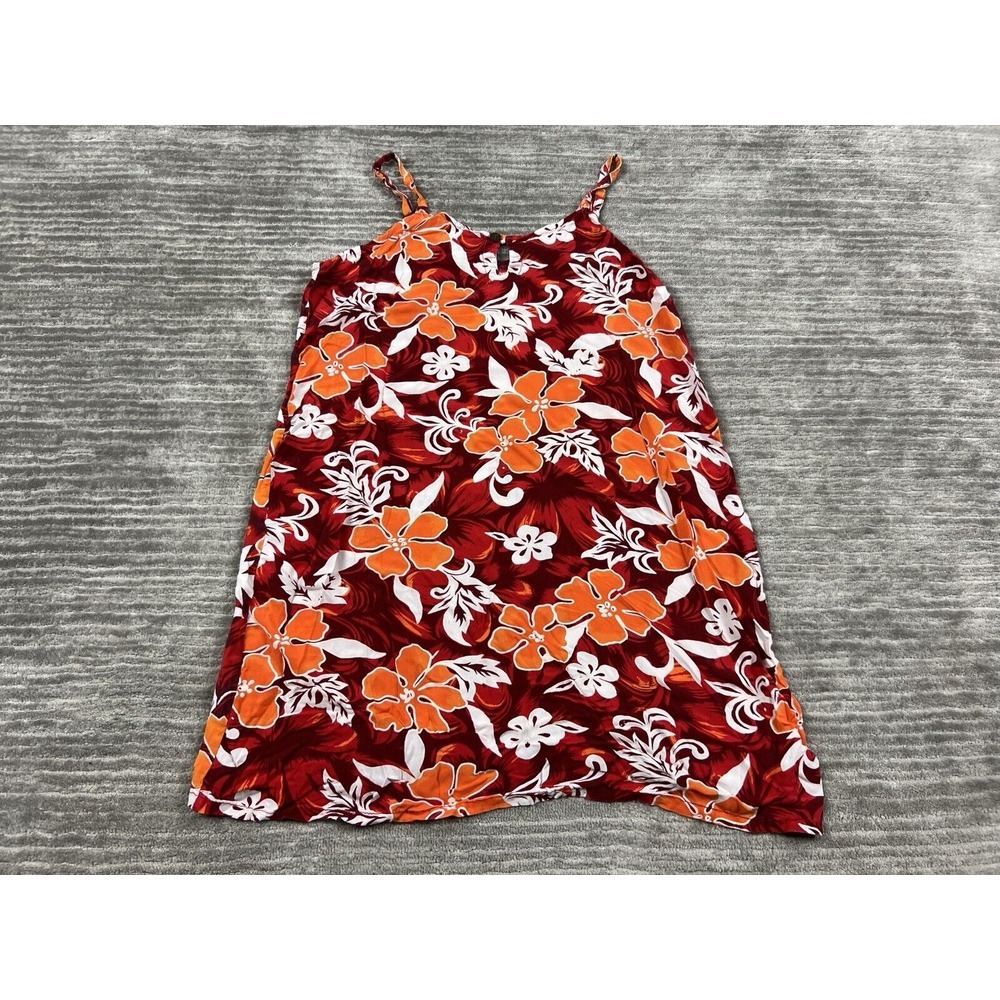 Island Planet Top Womens XL Red‎ Tropical Tank Hawaiian Sleeveless Rayon
